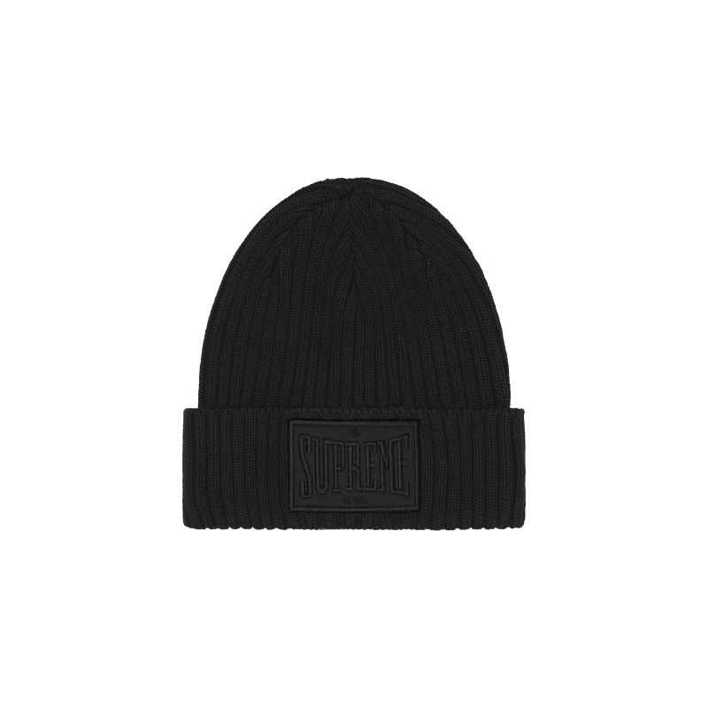 SUPREME OVERDYED PATCH BEANIE - BLACK